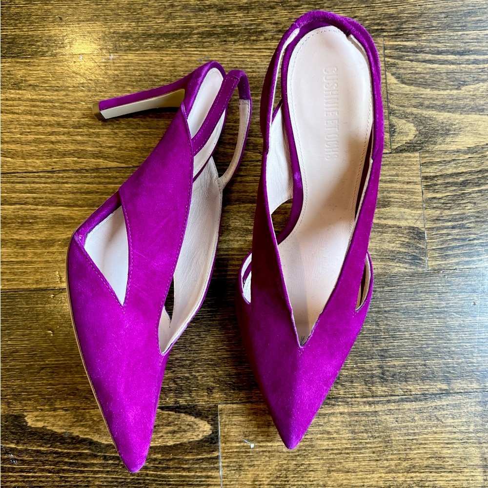 EUC Fuchsia sling back heels 37.5, fits a size 7